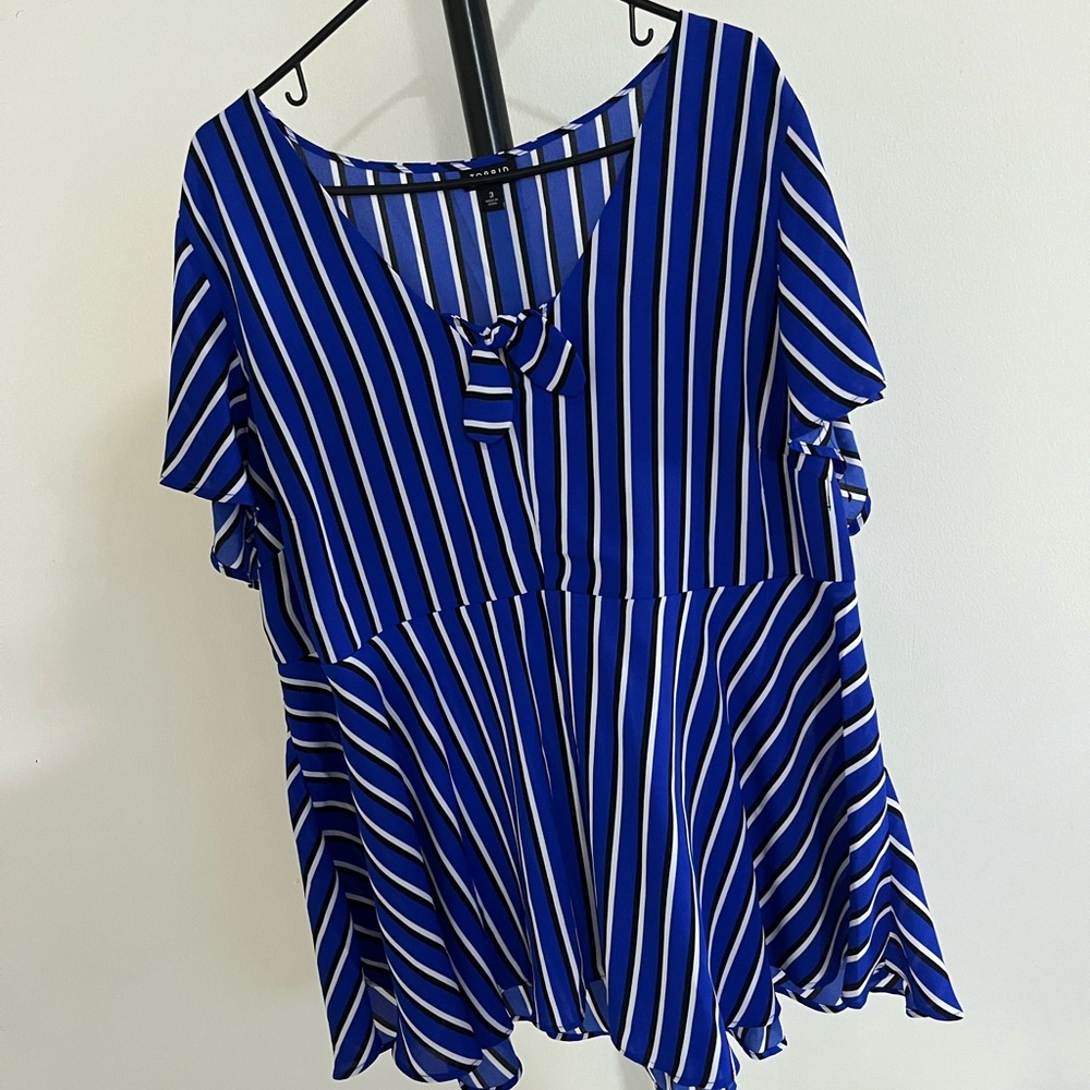 Torrid Navy and White Striped Blouse